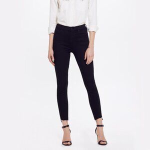 MOTHER DENIM Black Stunner Zip Ankle Step Fray in Not Guilty